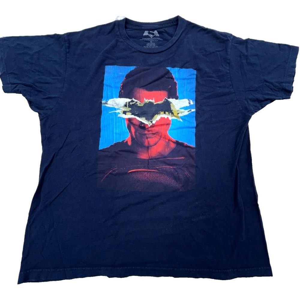 Batman Vs Superman Shirt Men XL Blue Tee Dawn of Justice DC Comics Movie Promo *